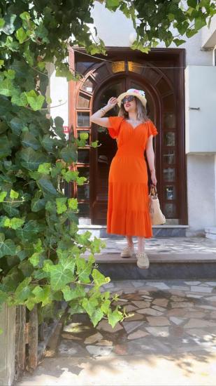 turuncu uzun elbise 